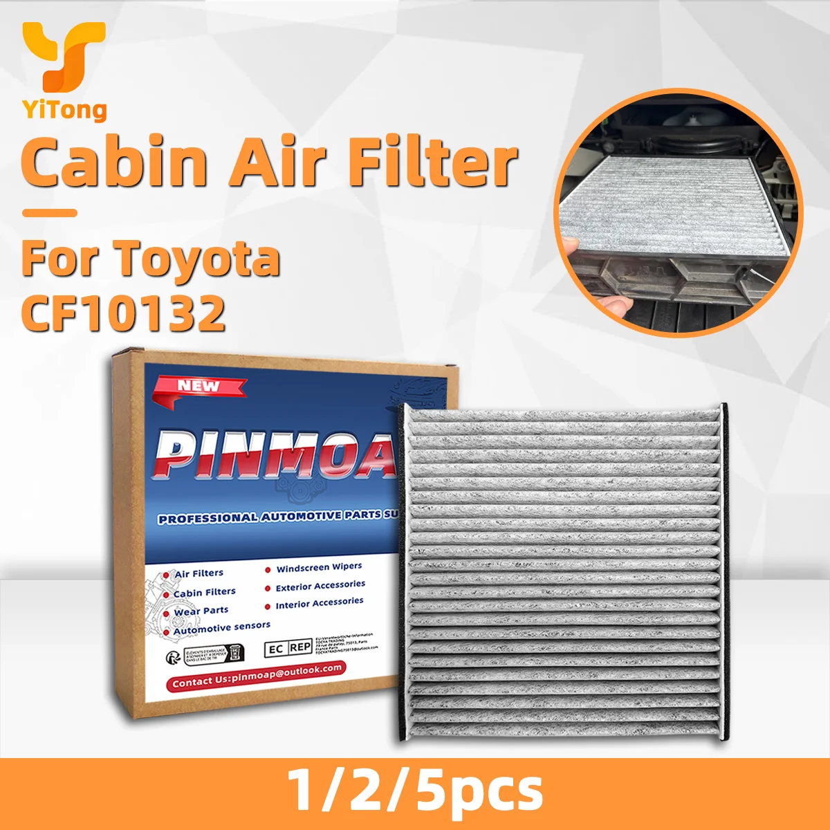 Yitong Car Cabin Air Filter Activated Carbon Technology Eliminates Odors Allergens Dust Debris CF10132 87139-YZZ05, 87139-YZZ19