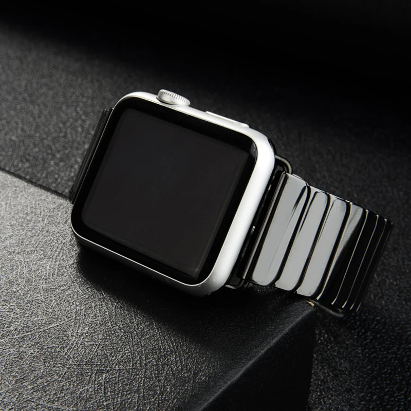 Box +Ceramic Strap for apple watch band 44mm 40mm 42/38mm Butterfly buckle watchband link bracelet apple watch serie 5 4 3 Se 6