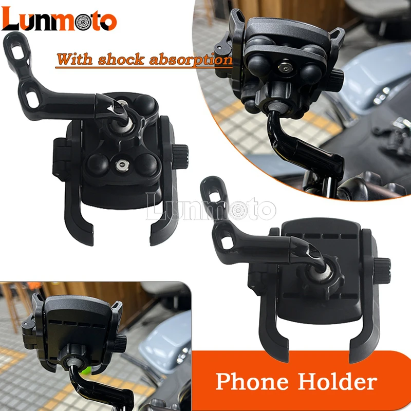 Universal Motorcycle Brake Clutch Perch Phone Mount 360° Rotation Holder For Harley Sportster RH975 RH1250S Gold Wing Road Star