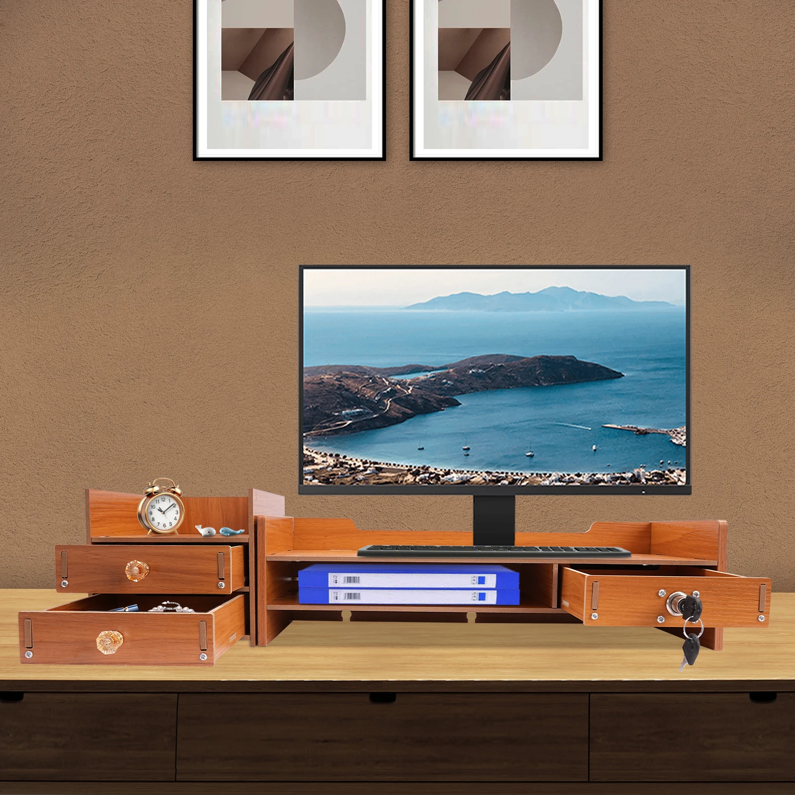 

Подставка для монитора с ящиками Настольный органайзер Подставка для монитора Аксессуары для офисного стола и органайзеры для рабочего пространства для офисных принадлежностей