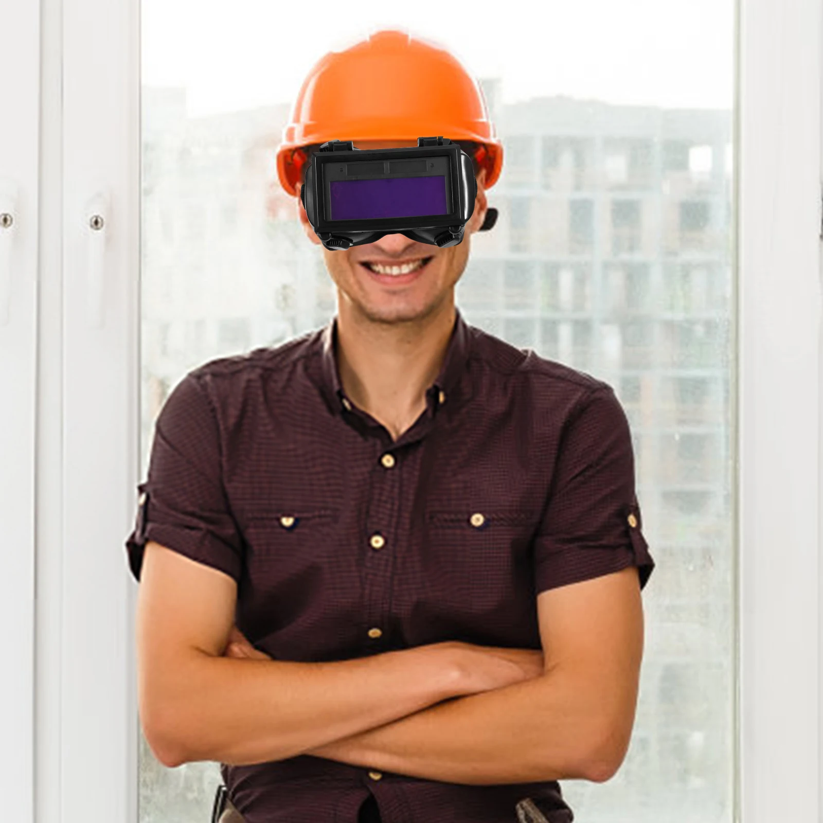 Welding Goggles Flip-Up Design Soft Frame Adjustable Headband Anti-Scratch Strong Light Protection Carbon Slag Blocking