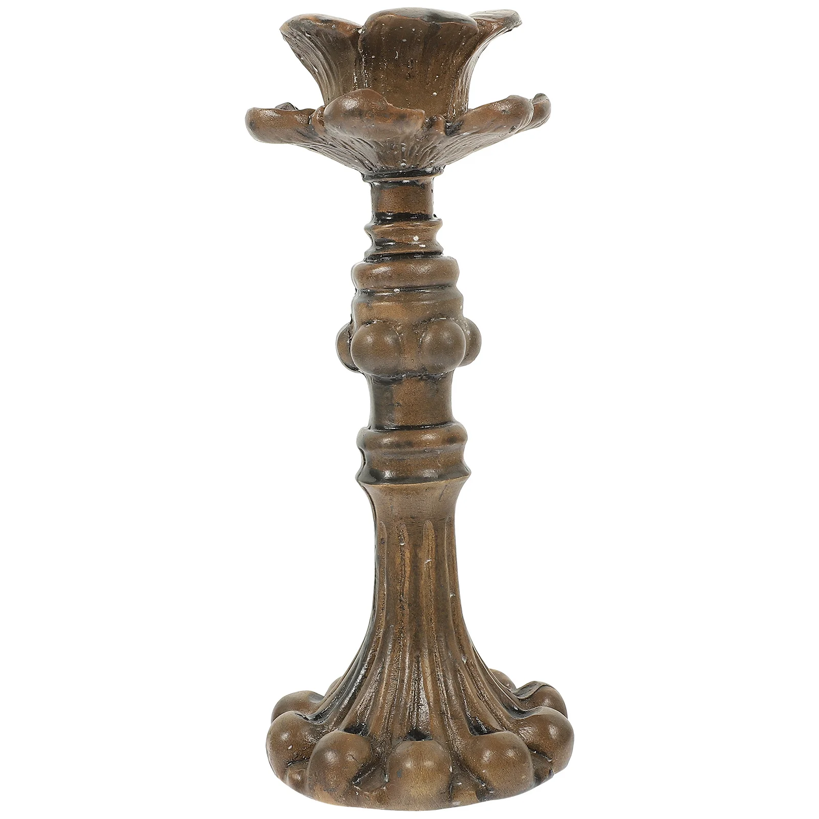 

Vintage Resin Carved Floral Candleholder Decorative Candlestick for Bedroom Living Room Home Decor Holders