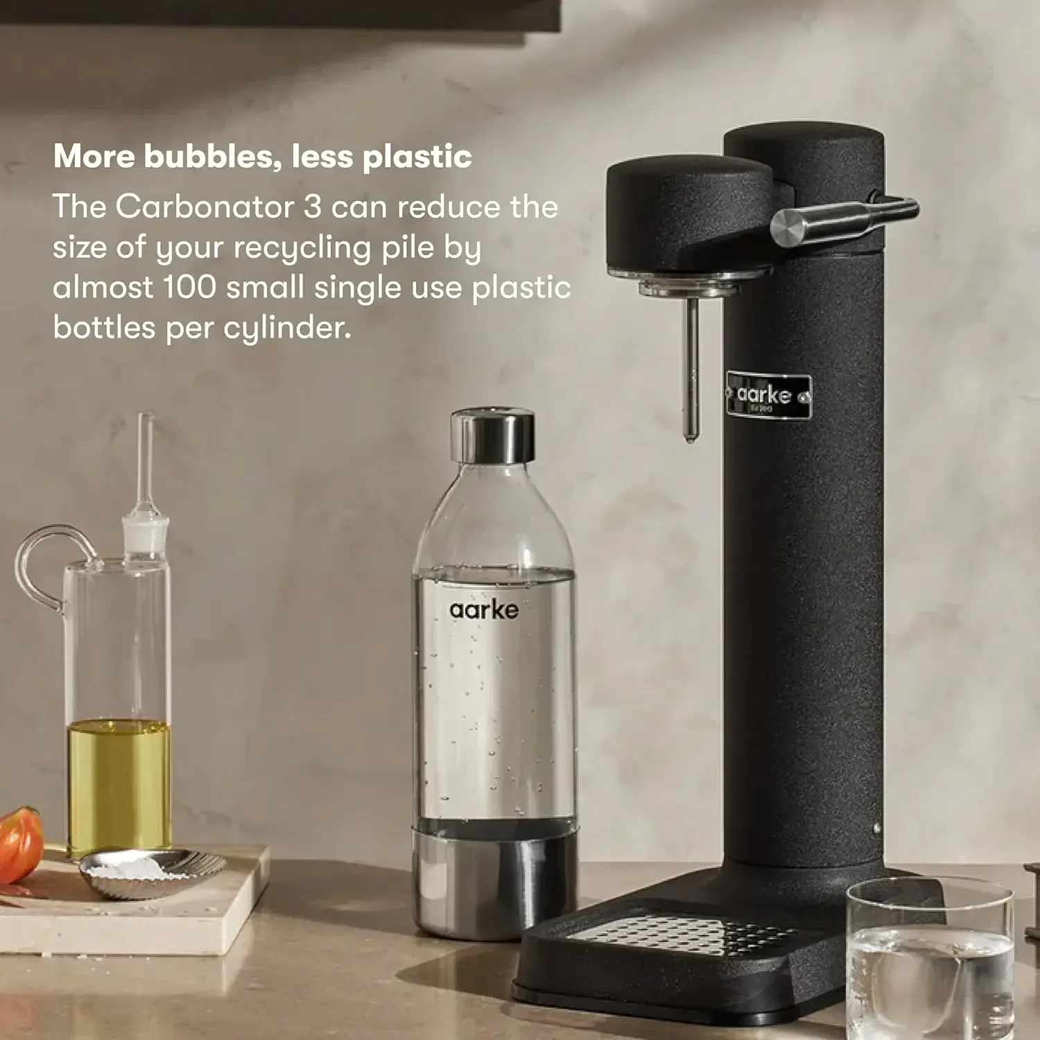 aarke - Carbonator III Premium Carbonator-Sparkling & Seltzer Water Maker-Soda Maker with PET Bottle (Matte Black)