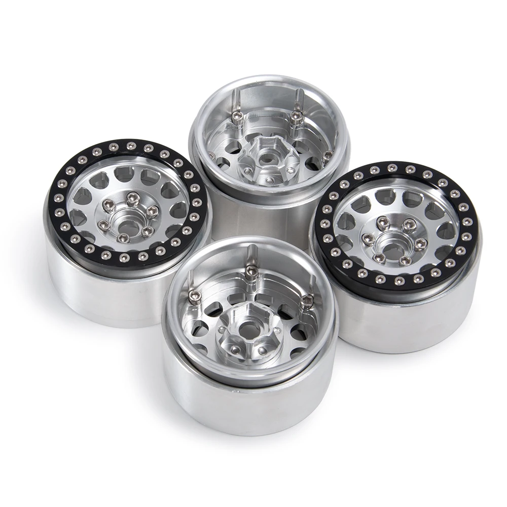 MIBIDAO 4Pcs Metal Alloy 1.9 Inch Beadlock Wheel Rims 35mm for Axial SCX10 90046 TRX-4 D90 1/10 RC Crawler Car Model