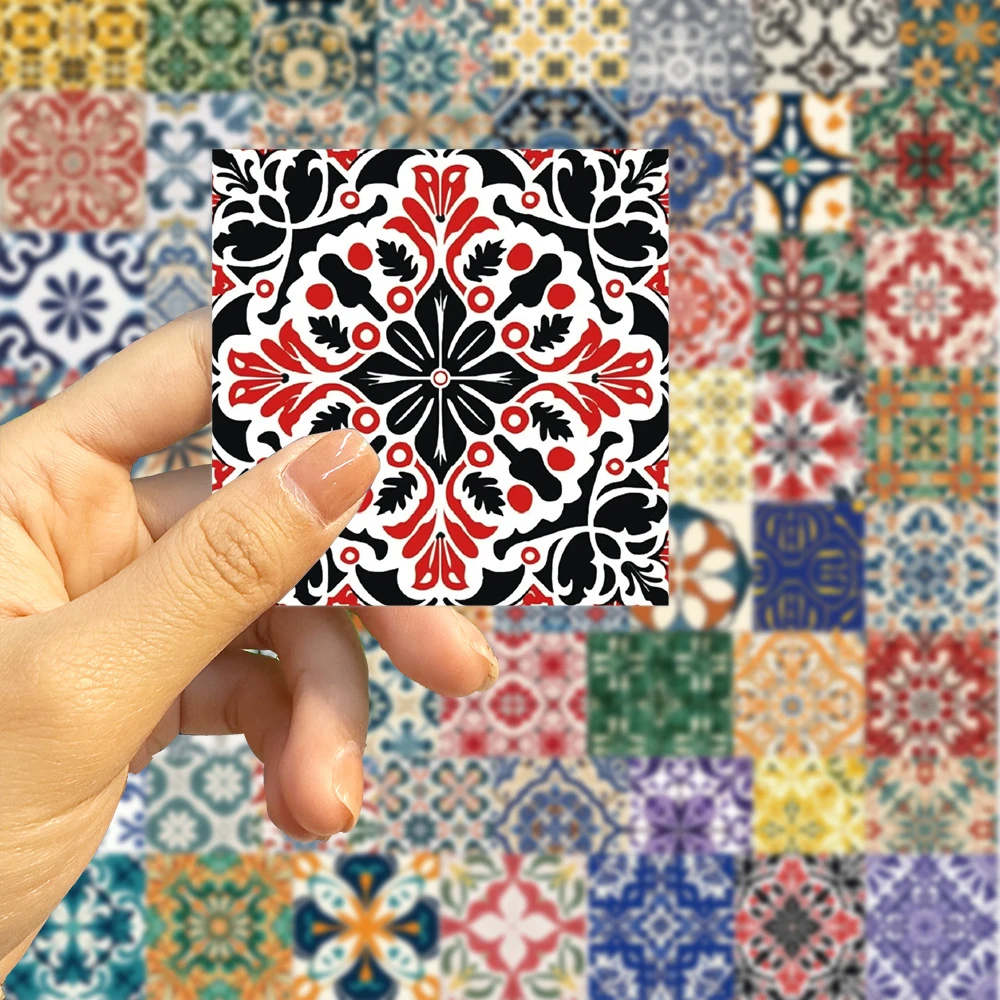 10/30/62pcs Retro Cartoon Tegel Patroon Creatieve Stickers Esthetische Art Decals Graffiti Plakboek Telefoon Waterdichte Sticker decor