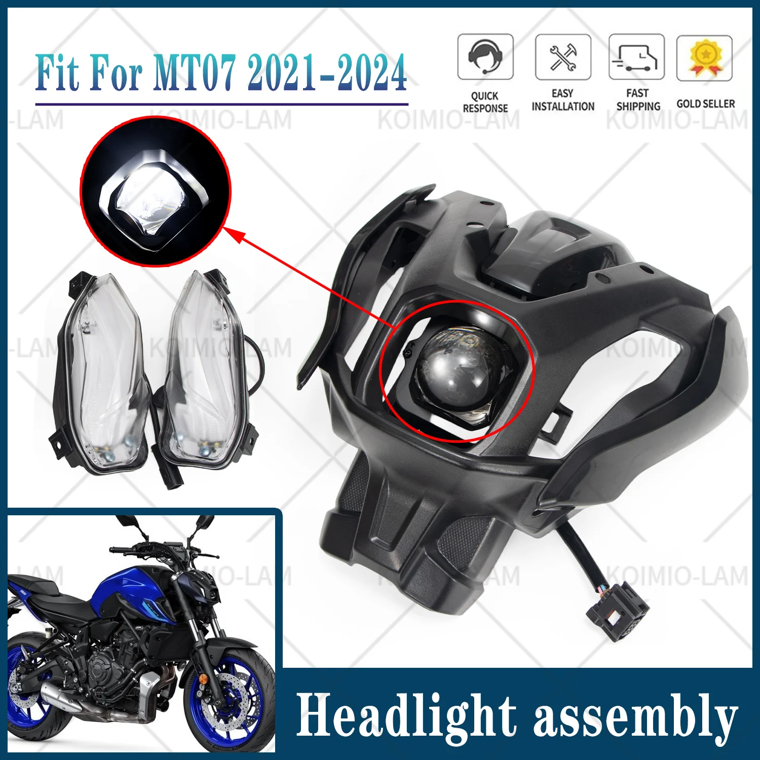 Fit For YAMAHA MT 07 2021 - 2024 Motorcycle Headlight Assembly Fairing Plastic MT-07 MT07 FZ07 2022 2023