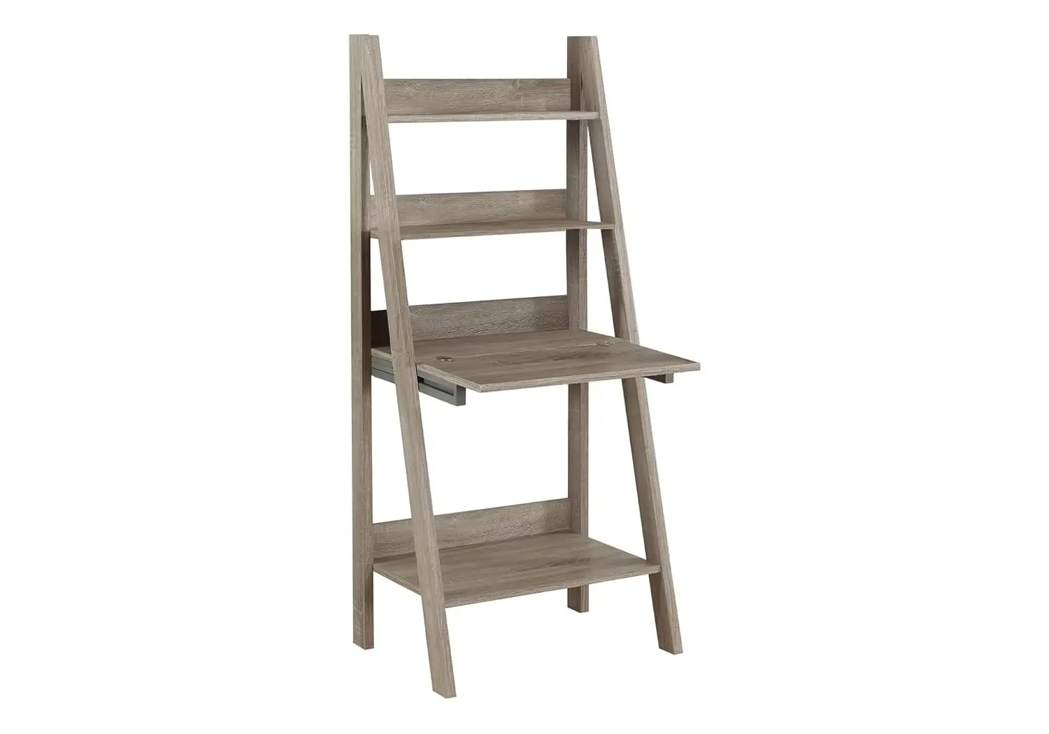 Escritorio con estantería, librero de pared, estantería vertical, 61 pulgadas de altura, color taupe oscuro, personalizado