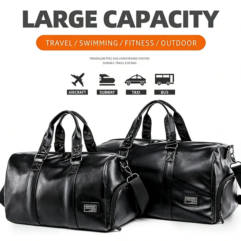 

Большая дорожная сумка-дафл для мужчин и женщин, ручная кладь, уличная сумка через плечо для коротких поездок, сумка для выходных, сумка для сухих и влажных вещей из ПУ
