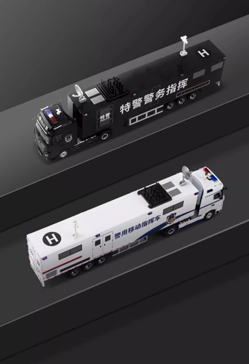 

Perka Model 1:64 Special Police Command Vehicle Actros Container Truck/Fire Rescue Vehicle Alloy Car Model Boy Gift Toys