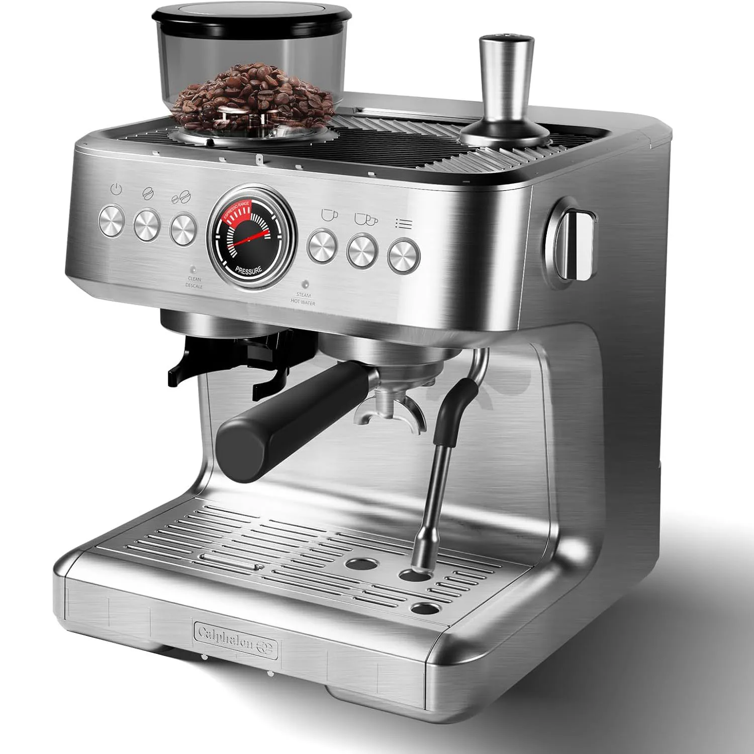 Espressomaschine mit Mahlwerk, 20 Bar, halbautomatische Kaffeemaschine, PID-Steuerung, Milchaufschäumer, Dampfstab, 95 Unzen Wassertank für Zuhause
