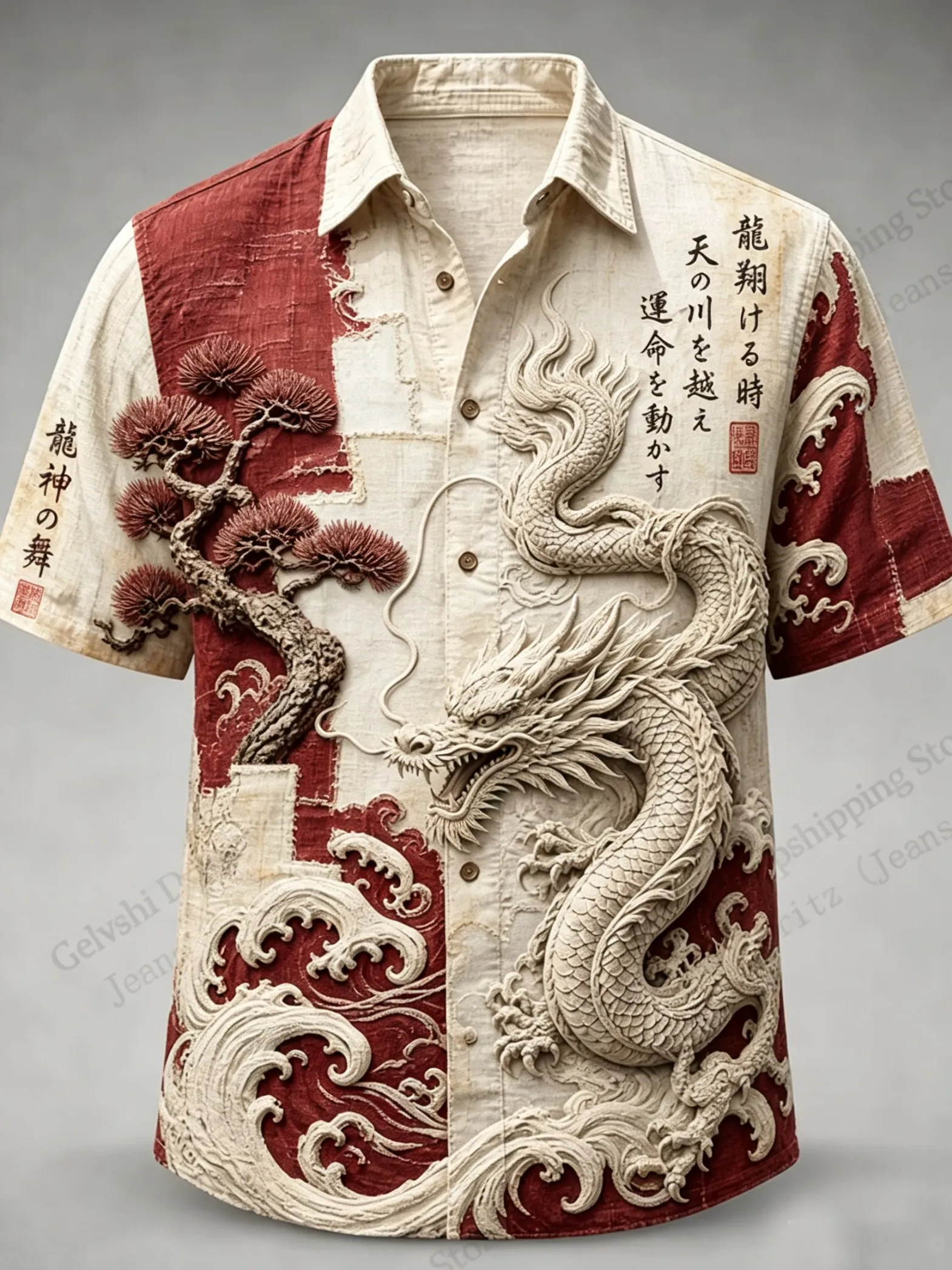 Chinese Dragon Elegant 3D Print Hawaiian Shirt Men Women Fashion Vintage Short Sleeve Single-breasted Shirt Men Clothes New Year