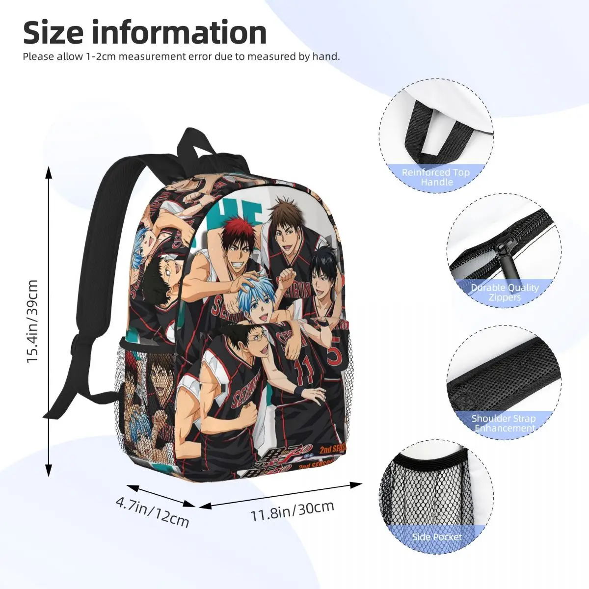 Basketball Kuroko No Basket Anime Backpack Daypack Large Capacity Boys Girls BookBag Shoulder Bags for Men Women Kids School Bag