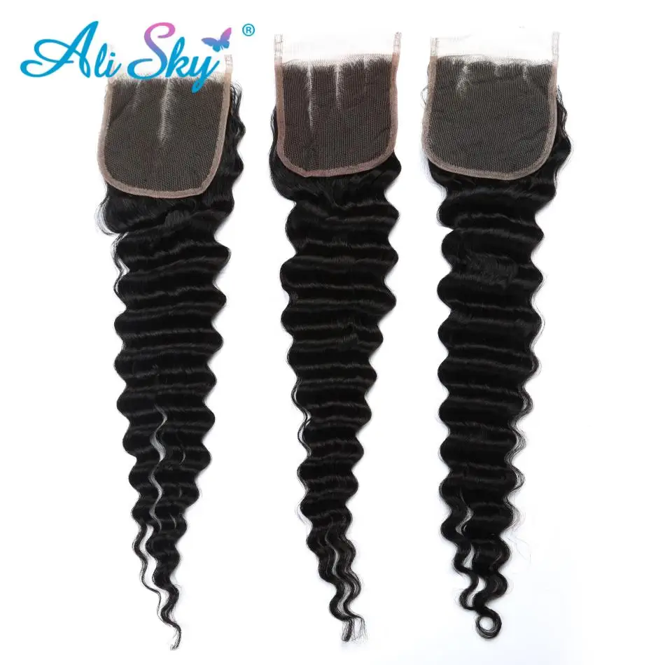 20 22inch Deep Wave 13x4 Lace Frontal Only Transparent 100% Human Remy Hair 4x4 5x5 Lace Closures Only closure cheveux humain