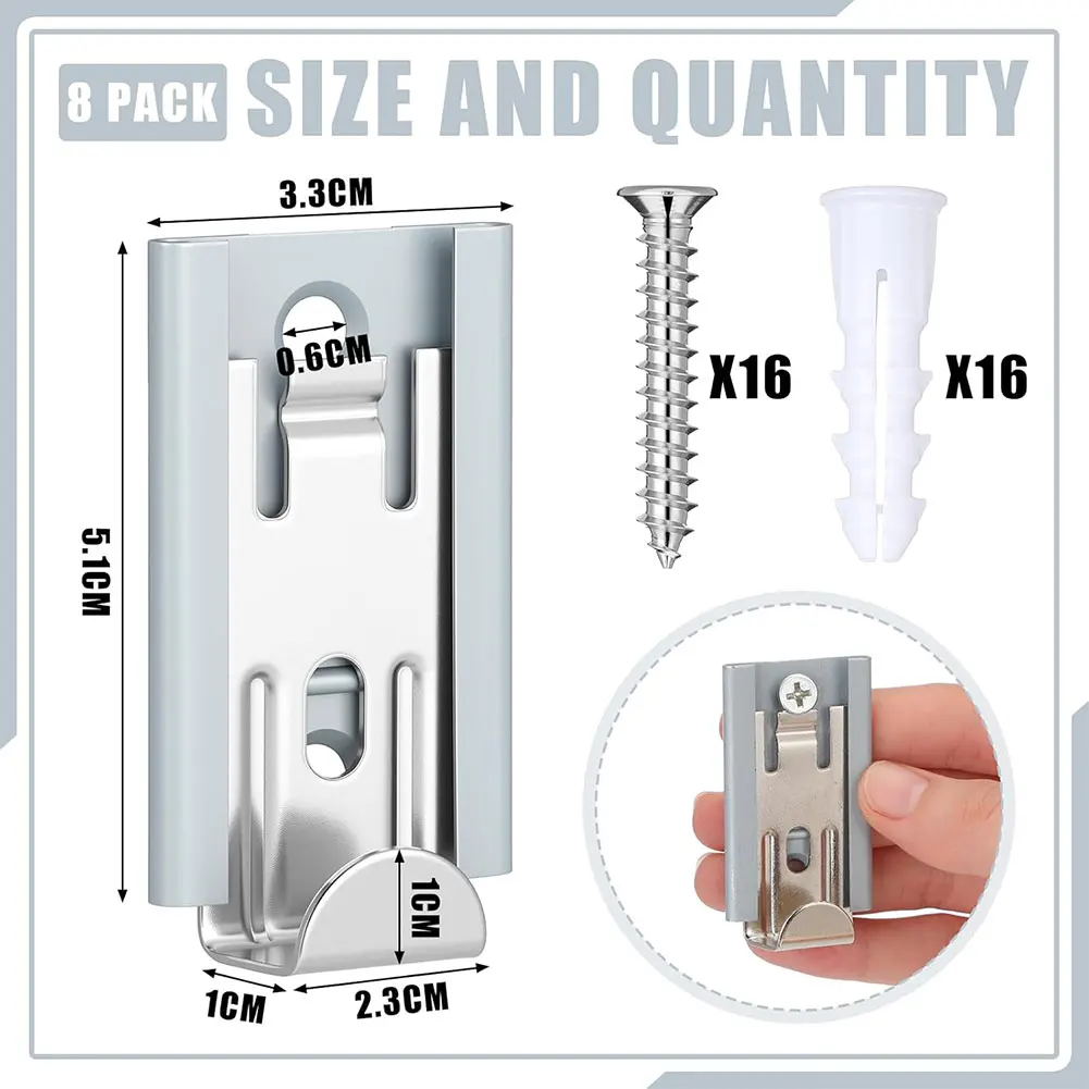 

8Pcs Adjustable Mirror Clips Silver Metal Wall Mounting Hardware For Bathroom Gym Hotel Full Body Makeup Mirror Hanging Fixtures