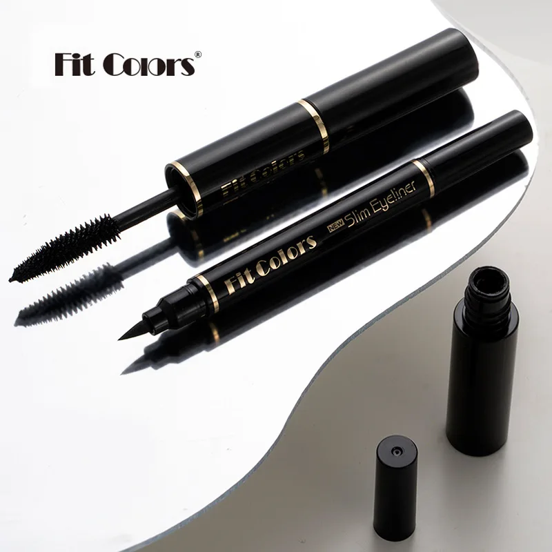 Mascara Eyeliner 2-In-1 Slanke Natuurlijke Krul Verlengt Wimper Fashion Design Dubbele Kop Stempel Pen Waterdicht Grote Capaciteit 10G