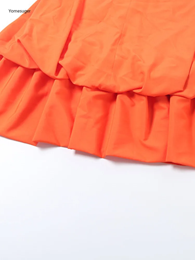 Yomesugar sexy halter sem costas vestido feminino hipster y2k oco bolha sem mangas dupla camada férias de verão meia-noite clubwear