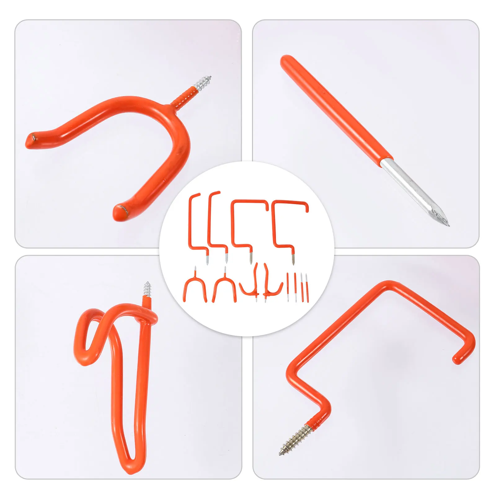 

12pcs Heavy Duty Steel Hooks for Garage Storage Space ganizer Screw in Wall Mounting Durable Tool Holder Bike Hanger Metal