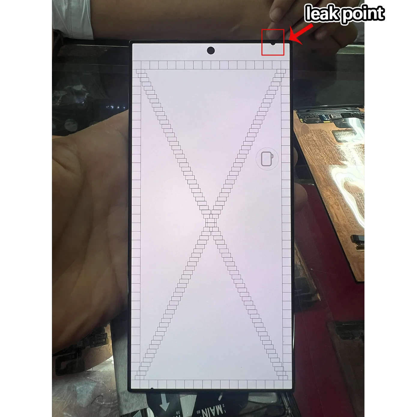 Zwarte vlekken voor Samsung S24 Ultra S928E, defecte LCD-scherm- en touchscreenmodule, inclusief digitizer, met defect voor S24U LCD.