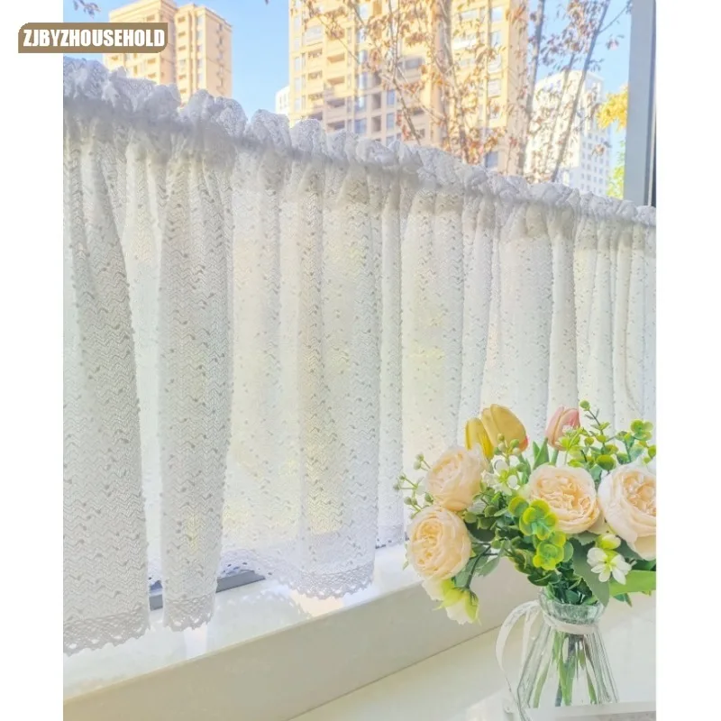 

1 PC Small Curtains Blockout Tulle Cloakroom Curtain Kitchen Decorative Short Curtain Half Curtains Floating Window Gauze Yarn