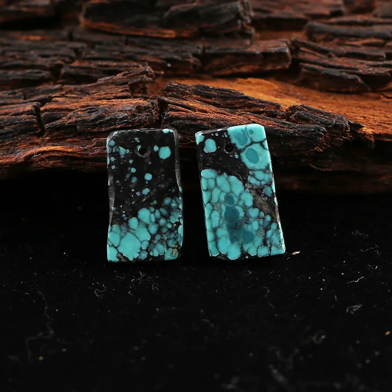 B&F Nugget Turquoise Earring Beads, Handmade Natural stones beads, Polished Stones for jewelry Making Supplies