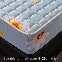 Thickened Quilted Mattress Cover Thickened Pad Breathable Soft Bed Cover Bed Linen Elastic Fitted Sheet for Queen King Beds