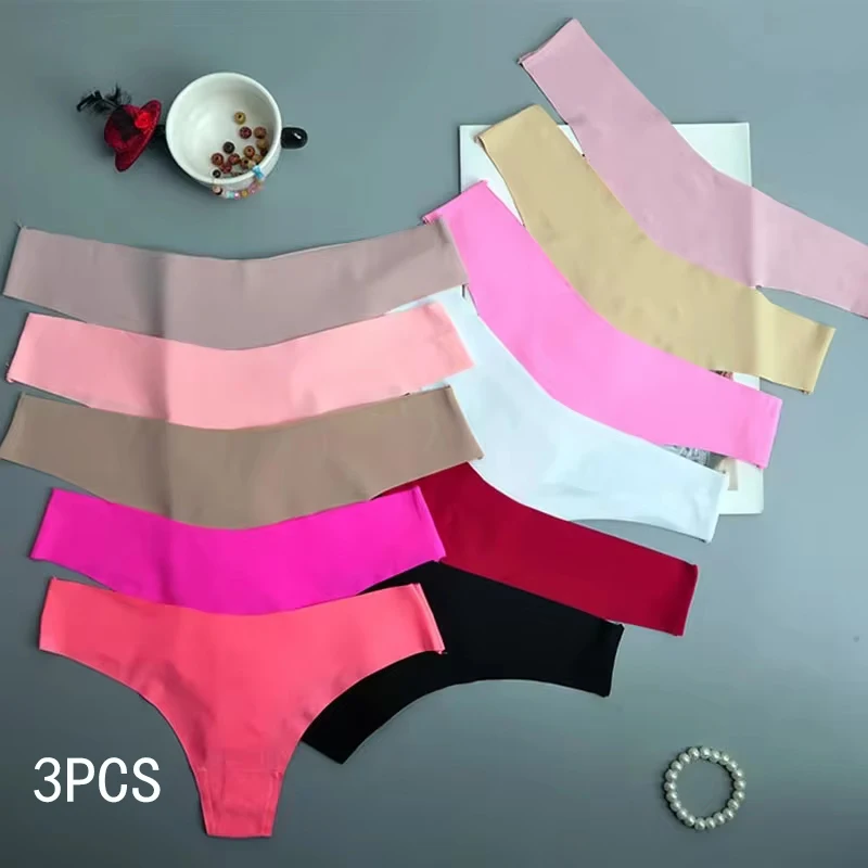 3PCS Nahtlose Höschen Frauen Eis Seide Unterwäsche Niedrige Taille V-Taille Slips Baumwolle Gabelung Atmungsaktiv Schnell Trocknend Sport unterwäsche