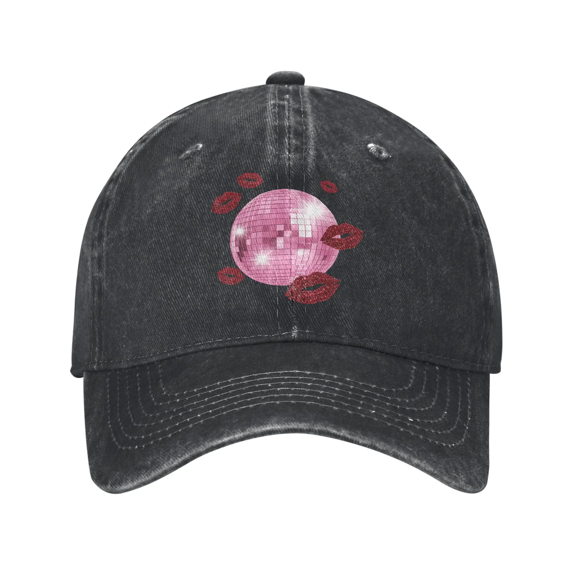 Disco Ball Kissing Lips Casual Baseball Cap For Unisex Men Spring  Hunting Camping Trucker Hat Stylish Sunscreen Baseball Caps