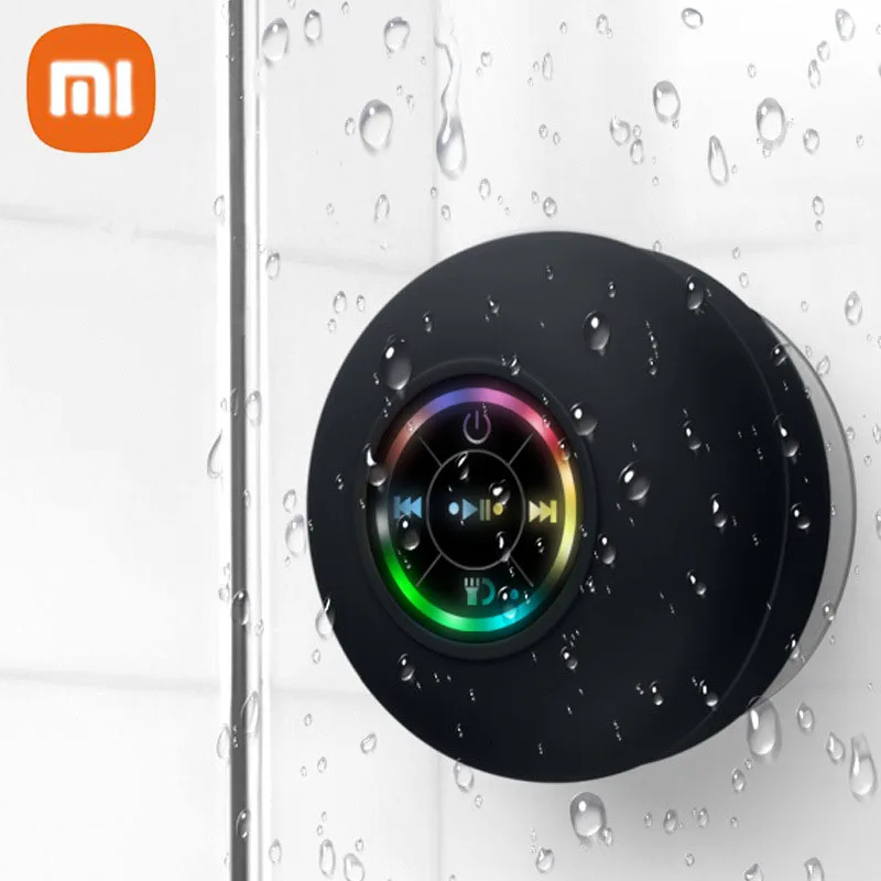 XIAOMI Taşınabilir Bluetooth Kablosuz Mini Hoparlör Su Geçirmez Bluetooth Hoparlör LED Işık Emme ile Banyo Hoparlör Kutusu Ev