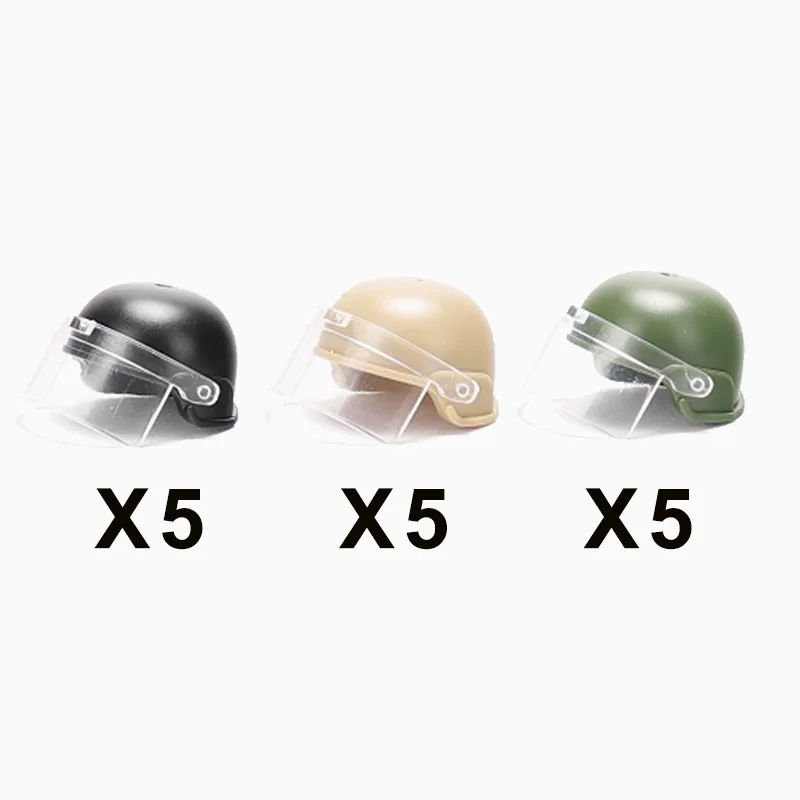 Blocs de construction de figurines MOC militaires WW2, casque antidéflagrant, chapeau, masque à gaz, Kit de lunettes SWAT, gilet, ceinture, casque, jouet à monter soi-même, cadeau K001