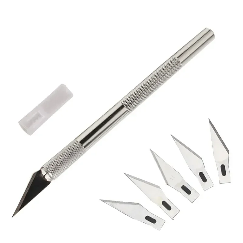 A Set Utility Carving Knife 5 Steel Blades and An Aluminum Alloy School Office Paper Cutting and Letter Opening Knife