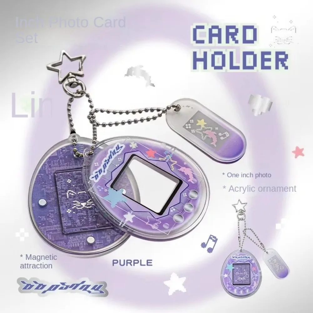 Sweet 1 Inch Photo Card Holder Mini Acrylic Hanging Kpop Idol Photocard Cover Picture Holder ID Family