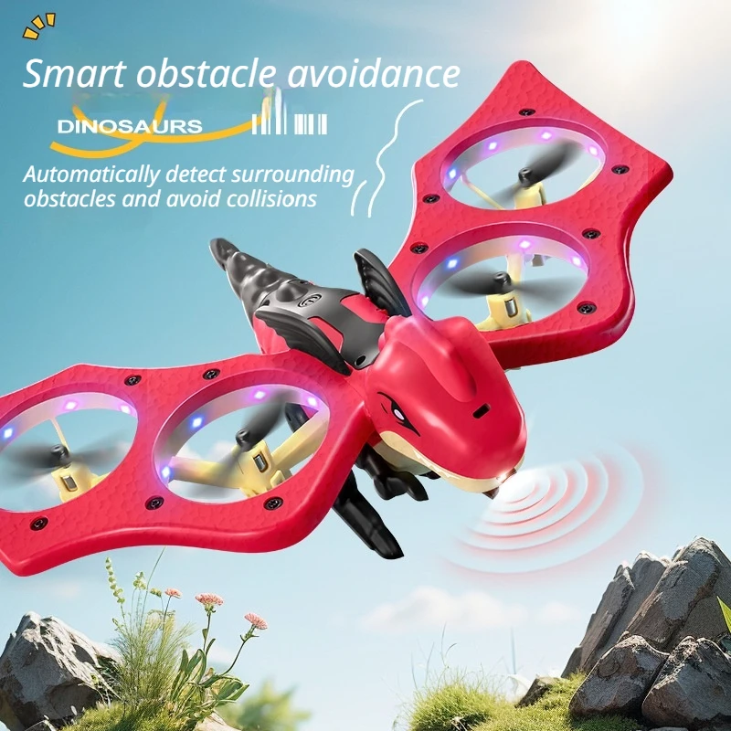 New 4DRC V48 Dinosaur RC Aircraft Foam Quadcopter Gravity Induction Obstacle Avoidance Remote Control Drone Toy For Boys Kids