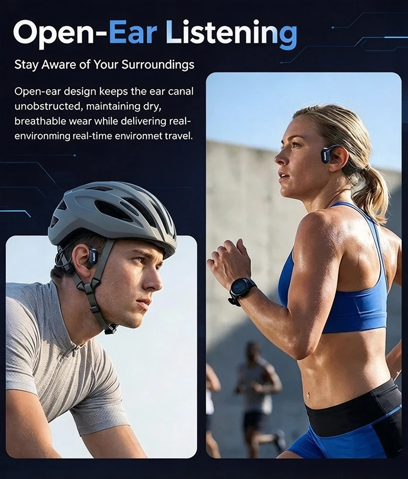 Bone Conduction Swimming Headphones IPX8 Waterproof Open Ear Headset Bluetooth 5.4 MP3 Dual Mode 16GB Memory Sports Earphones
