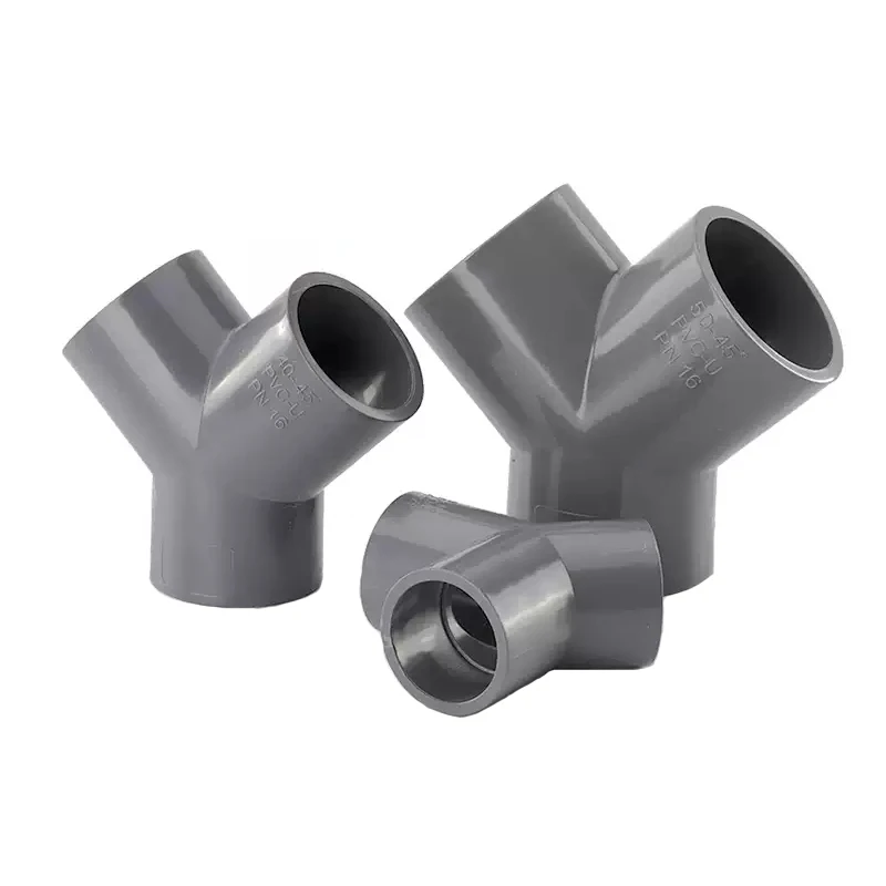 1-10pc 20-63mm Grey PVC Y 3-Way Connector Garden Irrigation Connector AquariumTee Joints Aquarium Shaped Water Pipe Connector