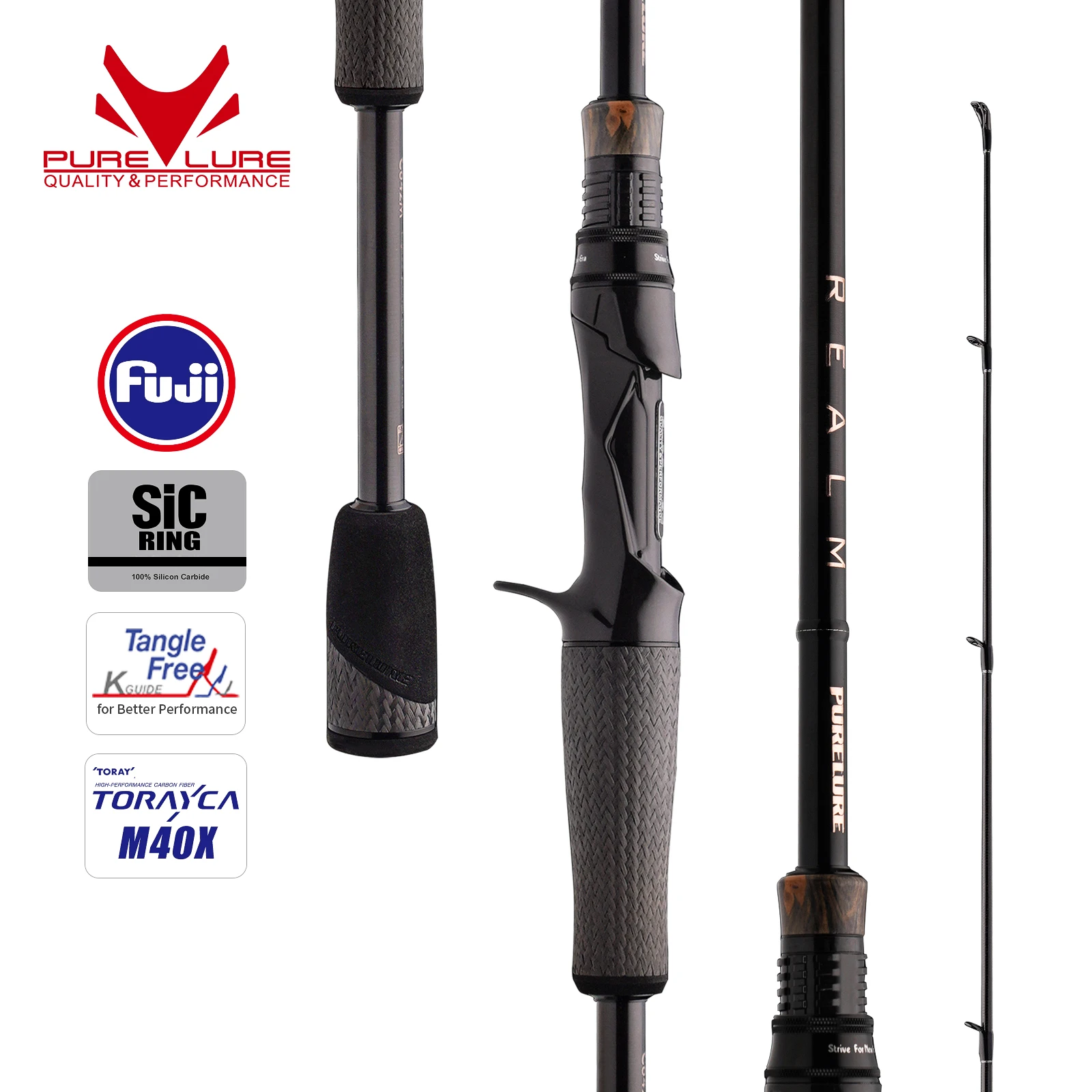 PURELURE REALM canne à basse tout M40X Toray carbone souple appât Zander tige EX F/F Action Fuji SIC anneau filature coulée brochet de pêche