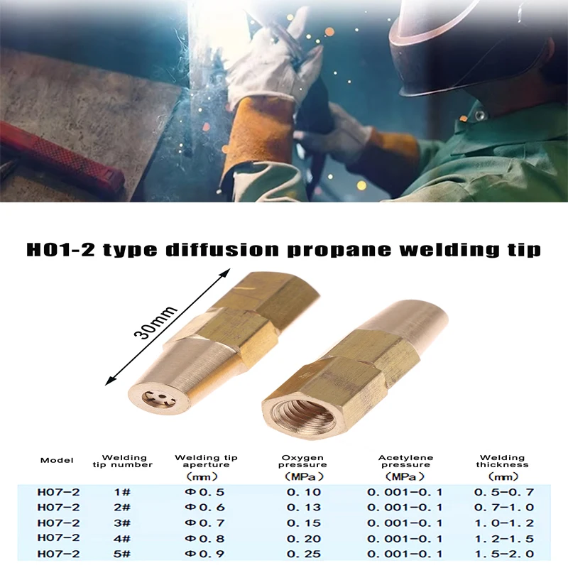 1/5Pcs Copper Replace Part Tips Propane Welding Nozzle 0.5/0.6/0.7/0.8/0.9MM For H01-2 Holder Gas Welding Torch Accessories