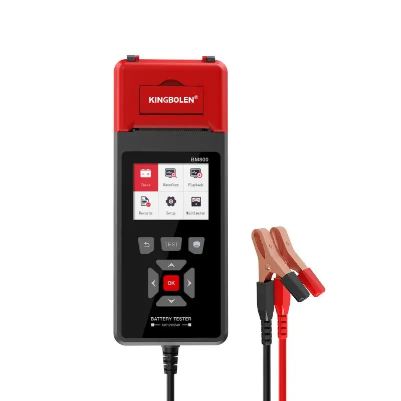 

KINGBOLEN BM800 Car Battery Tester With Print Function 6V 12V 24V Battery Analyzer Cranking Test Charging Test Max Load