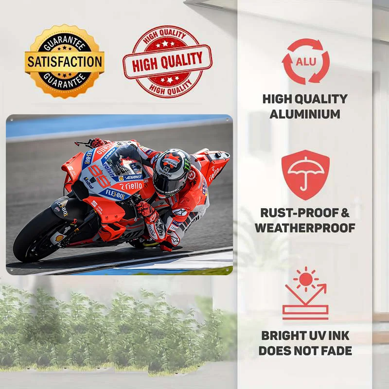 Jorge Lorenzo MotoGP 2018 3D Texture Metal Poster Customized Wall Art Tin Sign Gift for Mancave Gamer Room Decoration At Home