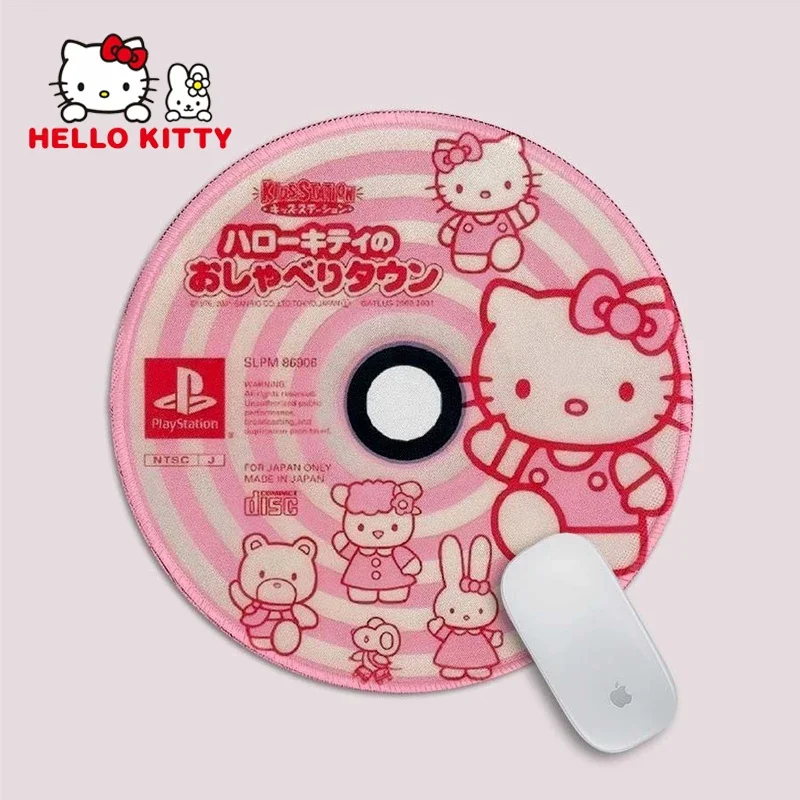 Podkładka pod mysz Sanrio Hello Kitty Cartoon Cute Kt Cat okrągła podkładka gamingowa pod mysz na Pc biurko na laptopa biurowa antypoślizgowa