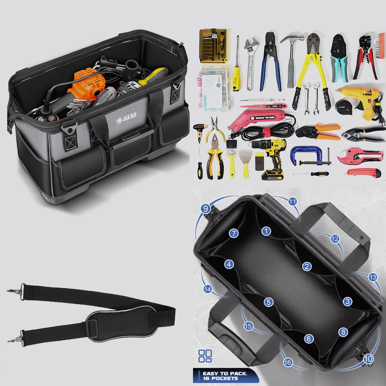 K HOKKA BIG DESIGINE BY HAND ツールバッグ Husky 14 in. Open Tool Bag with 15 Pockets HD60088A-TH - The Home