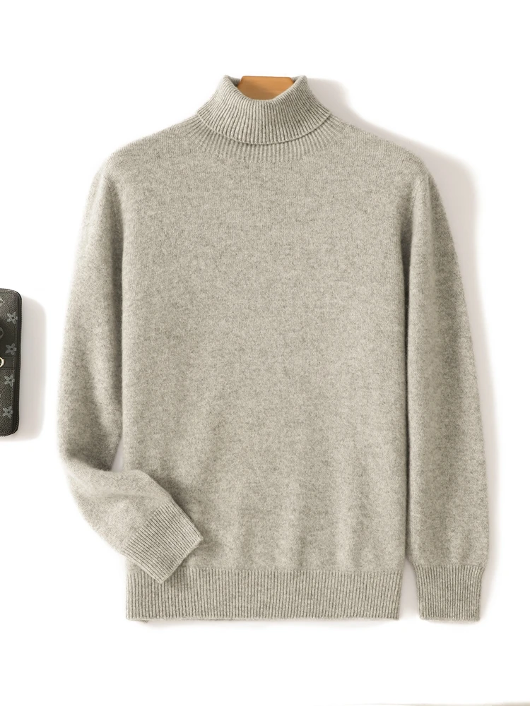 MEETCC Luxury Men 100% Cashmere Pullover Thick Warm Turtleneck Sweater Autumn Winter Basic Cashmere Knitwear Quality Jumpers