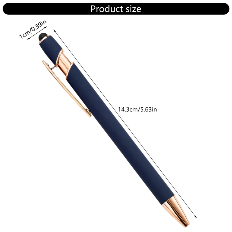 20 قطعة قلم حبر جاف معدني قابل للسحب مع شاشة لمس قلم طرف قلم معدني مشبك 1.0 مللي متر طرف الكتابة بسلاسة للمكتب