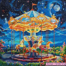 FOREVER YOUNG 5D DIY Diamond Painting Magical Carousel Full Square With AB Drills for Adult Arts Crafts Diamond Home Decor Gift