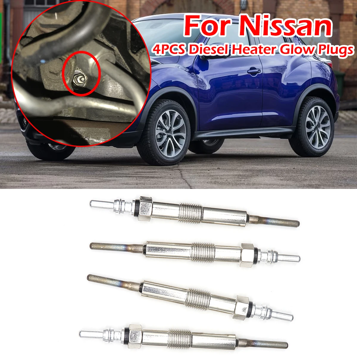 

4PC Diesel Heater Nickel Plating Glow Plugs 4.4V For Nissan Juke F15 2010-2019 Note E11 E12 Tiida Qashqai J10 NJ10 J11 Micra K14