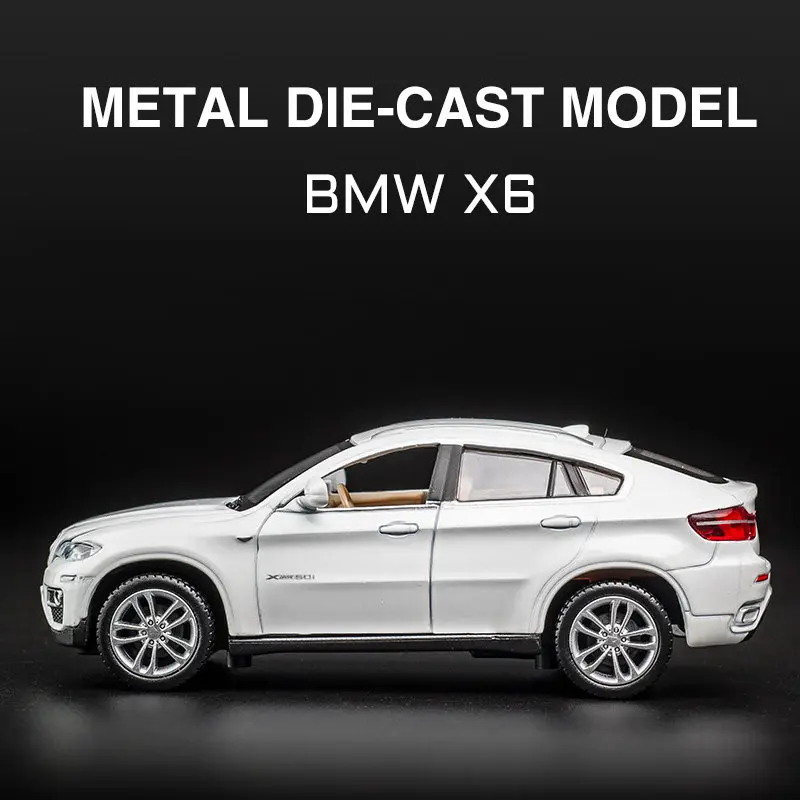 1:32 BMW X6 SUV Alloy Muscle Car Model Sound and Light Pull Back Children\'s Toy Collectibles Birthday gift