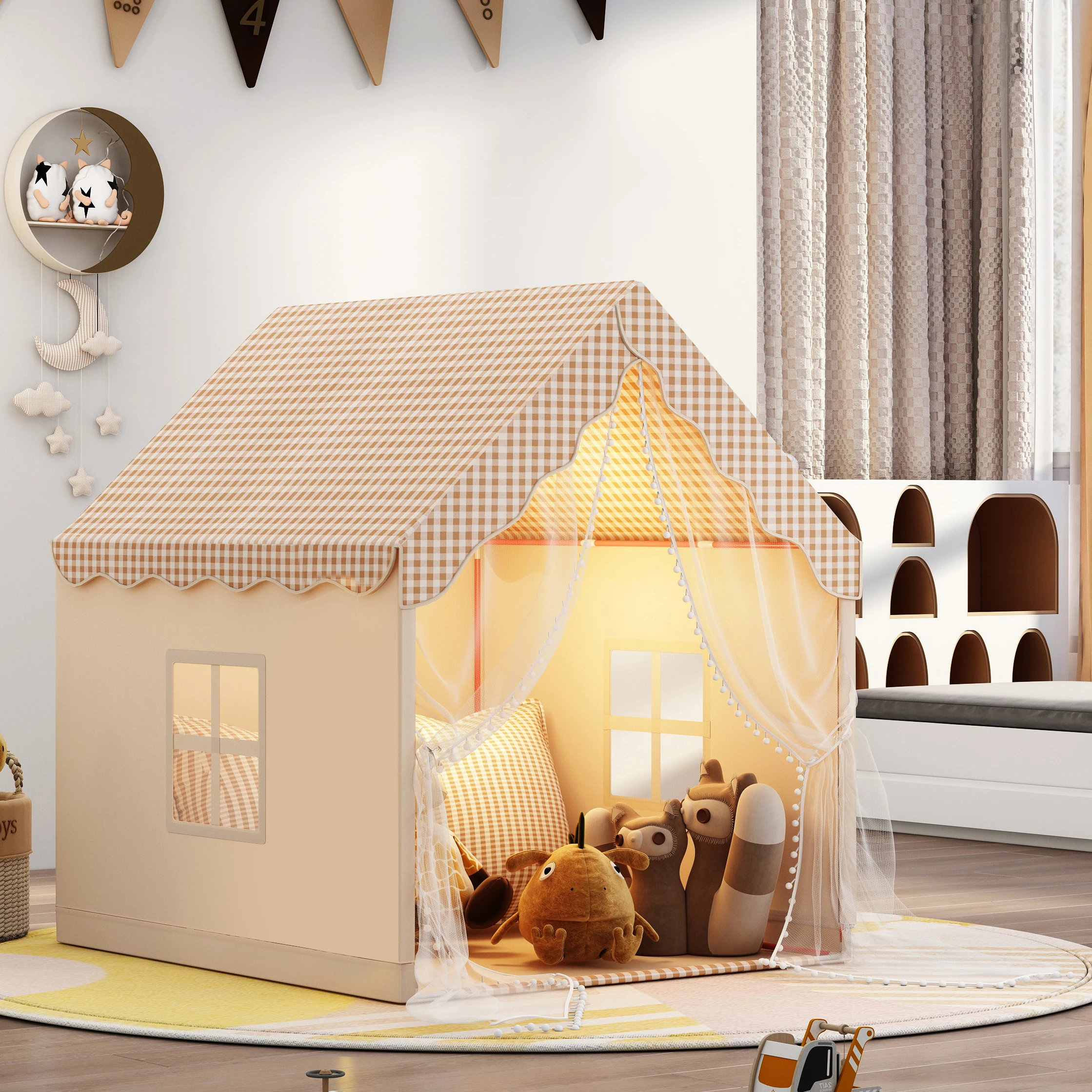 [Recréation en plein air] Tente de jeu amusante pour enfants, tente de château de jouet de conte de fées de princesse, jouets de simulation exquis, base secrète pour enfants, tente de jouet de plage, cas de jeu portable, grand cadeau de Noël et d'anniversaire, accessoires non inclus