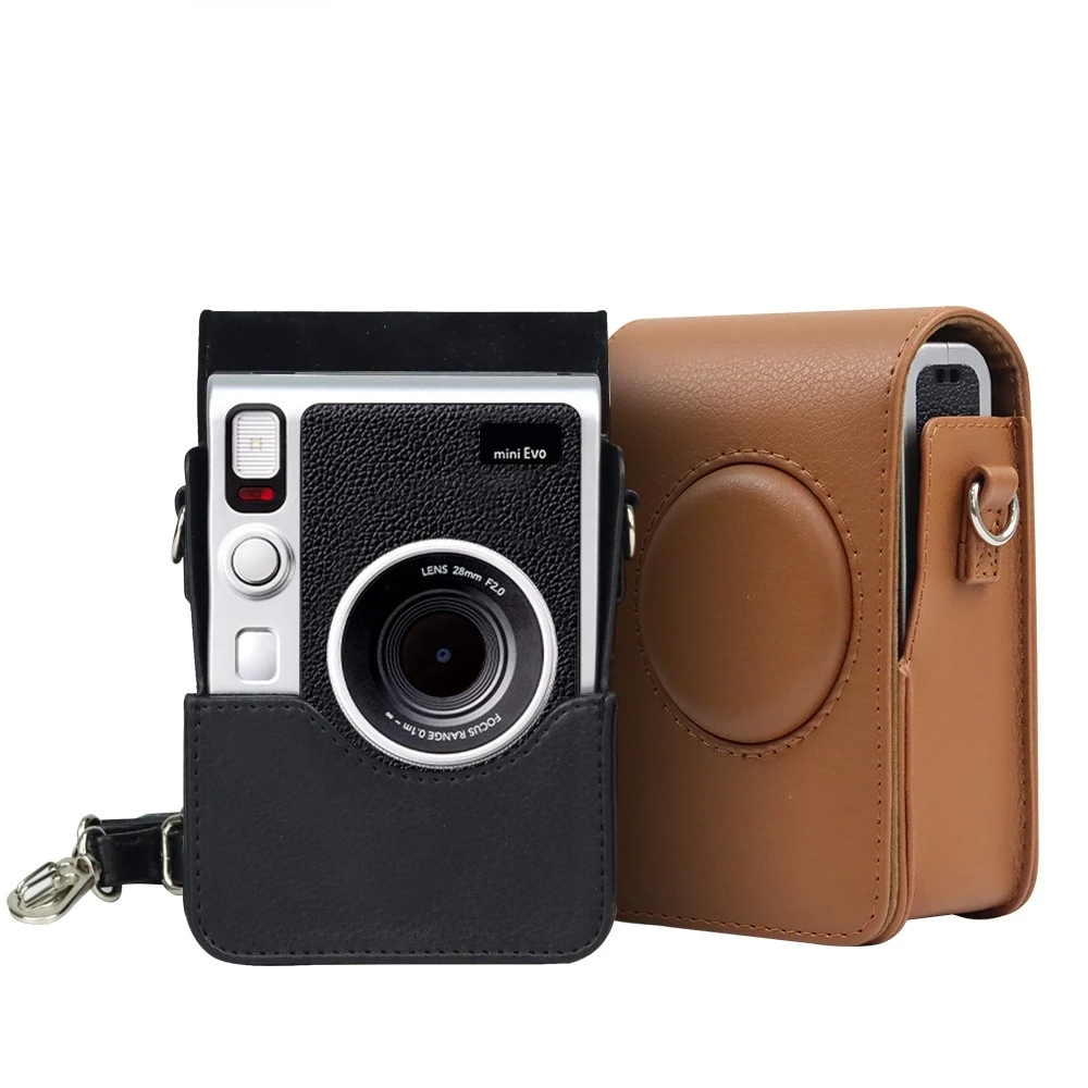 

Retro Soft Mini Camera Case Bag PU Leather with Shoulder Strap for Instax Mini EVO Protective Cover