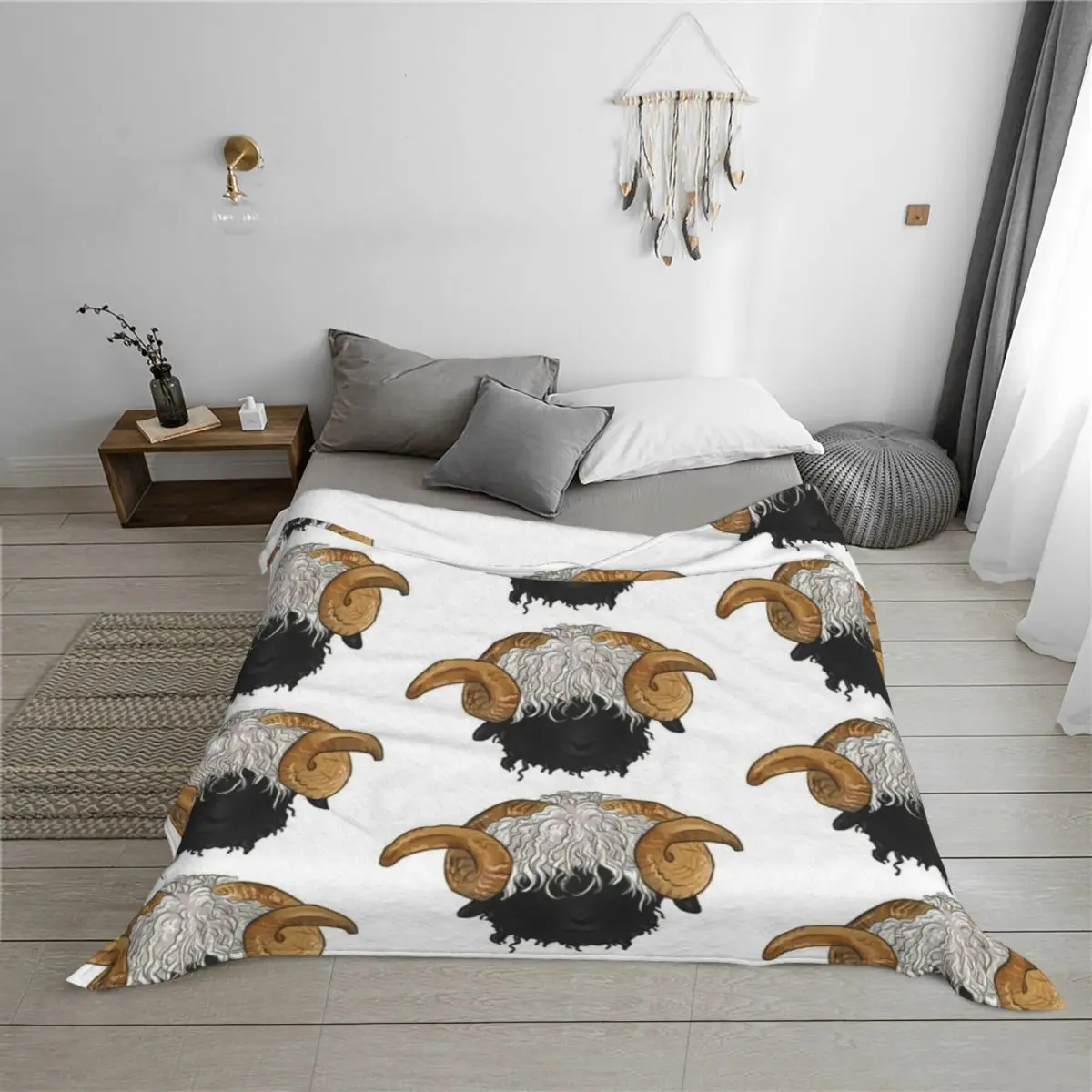 Valais Blacknose الأغنام رمي بطانية البطانيات والبطانيات لبطانيات السرير والرمي مصمم فاخر