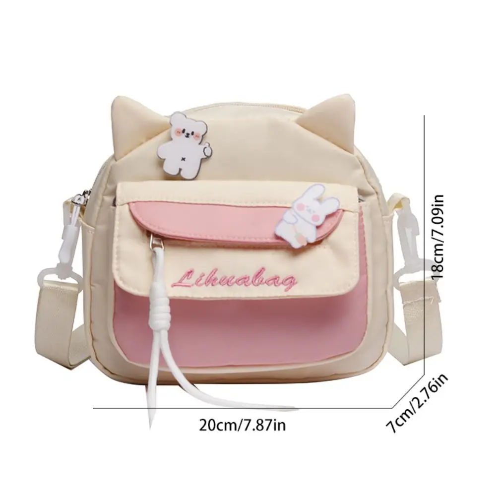 Sac à bandoulière drôle de chat de bande dessinée pour les filles, badge créatif Kawaii, sac initié, nylon mignon, sac d'oreille de chat