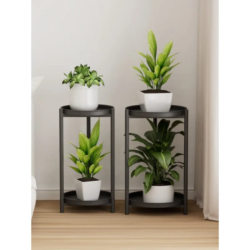 IMCA Zhongkai Floor standing Multi story Iron Flower Shelf Balcony Living Room Flower Pot Shelf Minimalist Green Luo Small Flowe